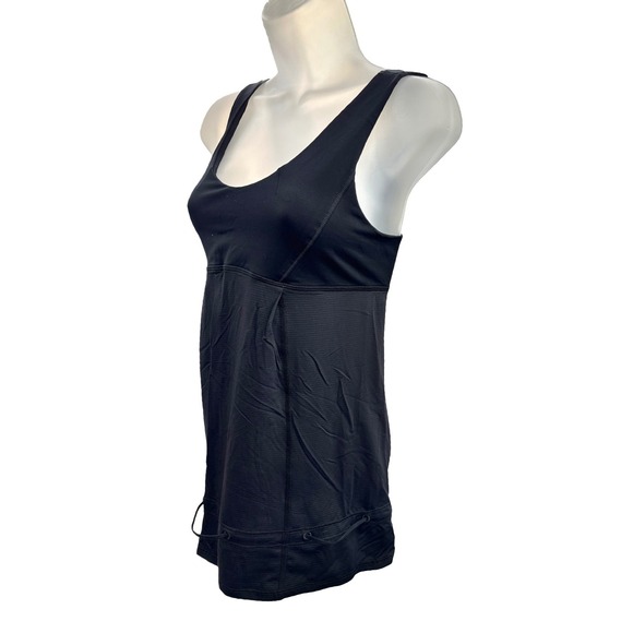 Lululemon Black Long Athletic Tank Top Size 4 Built In Bra Drawstring Hem - Picture 4 of 9